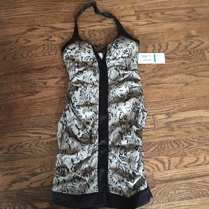 Morgan & Co. Halter Dress Black Lace